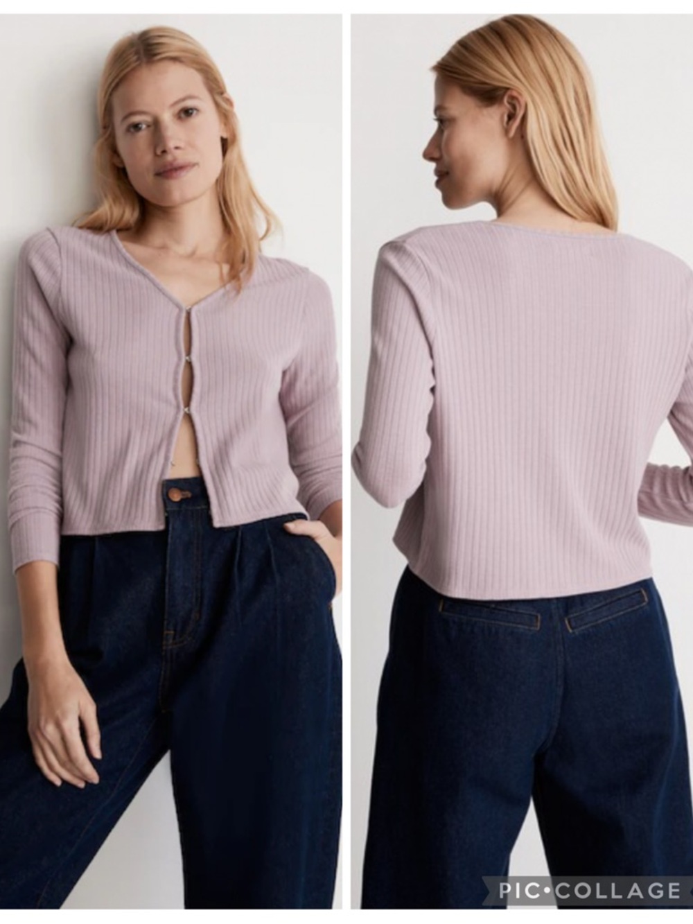 EUC Madewell Lightweight Ribbed Crop Cardigan in Provence Grape